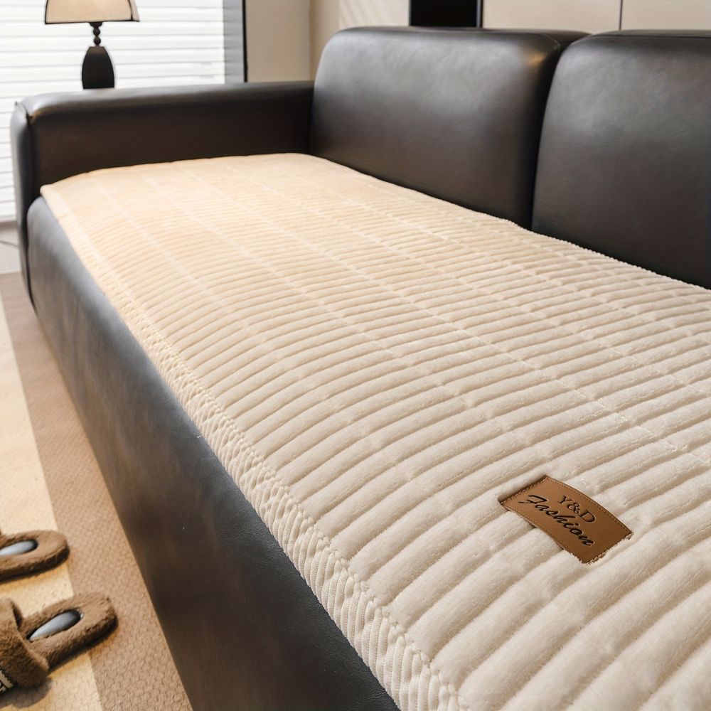 Quilted Couch Cover with Seat Panels for Sectionals