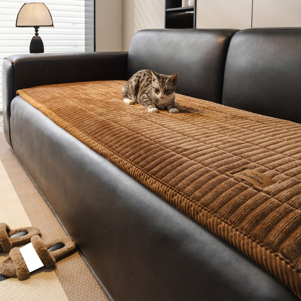 Quilted Couch Cover with Seat Panels for Sectionals