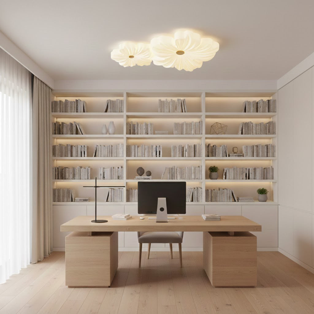 Flower Ceiling Light LED Sculpted Petal Shade Dimmable Bedroom