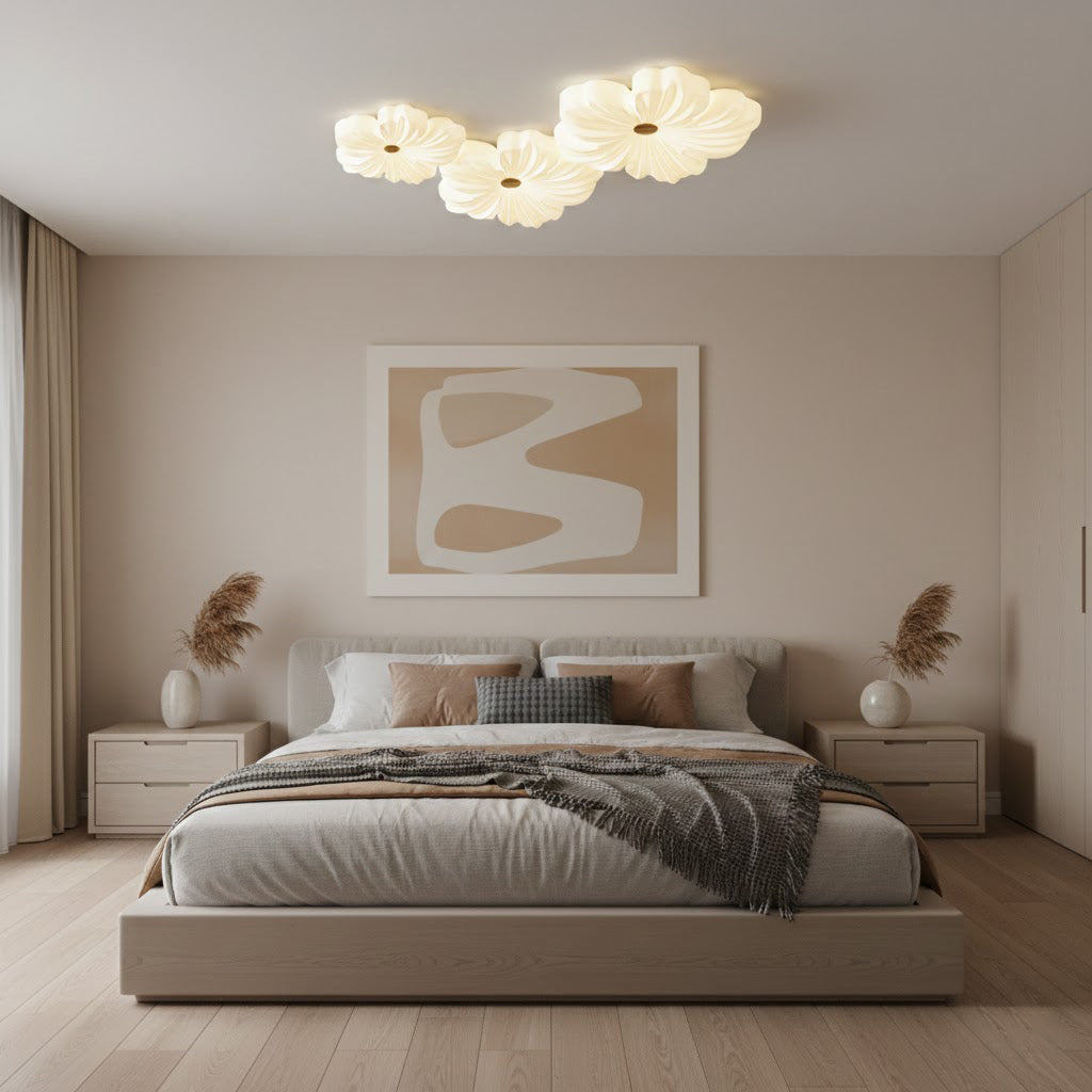 Flower Ceiling Light LED Sculpted Petal Shade Dimmable Bedroom