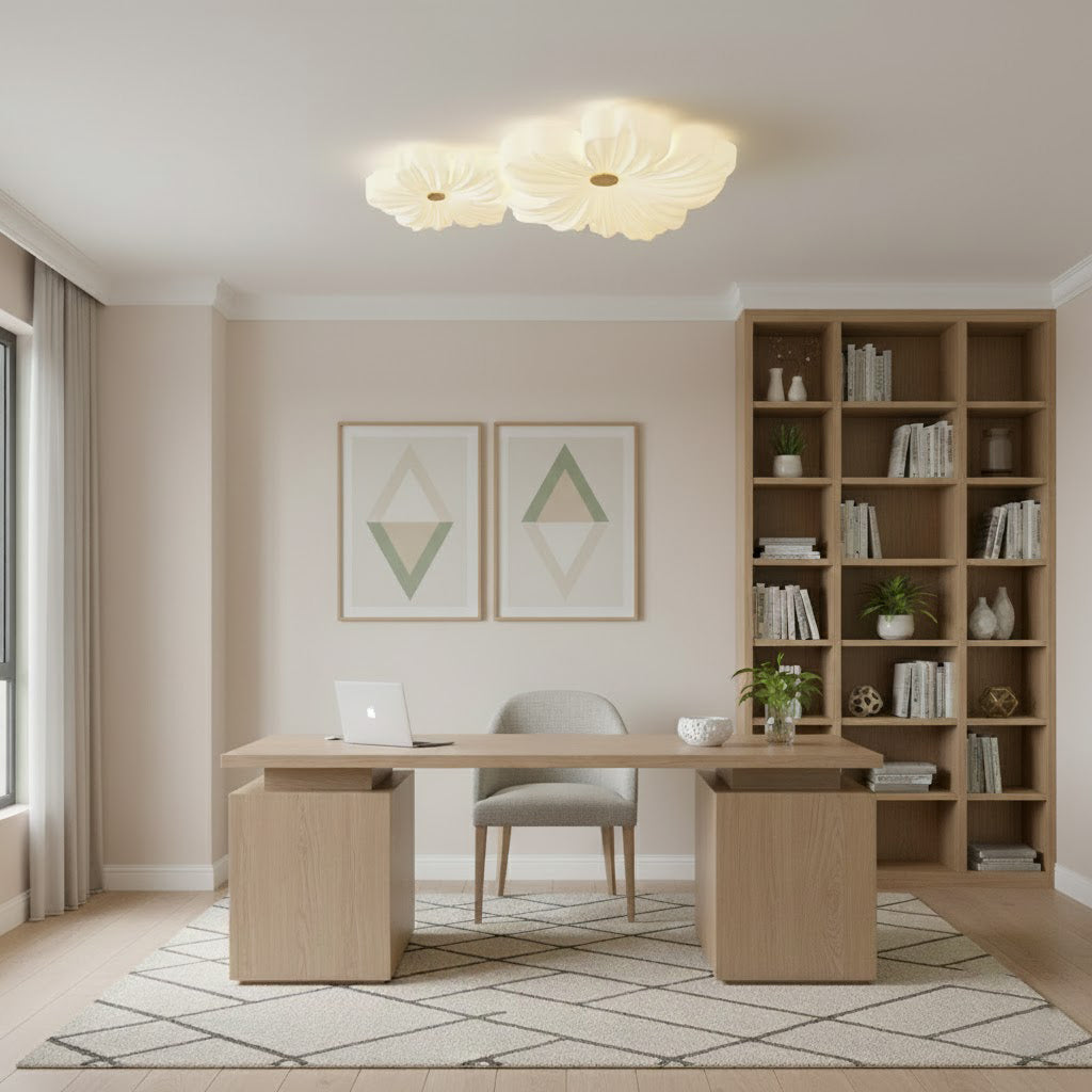 Flower Ceiling Light LED Sculpted Petal Shade Dimmable Bedroom