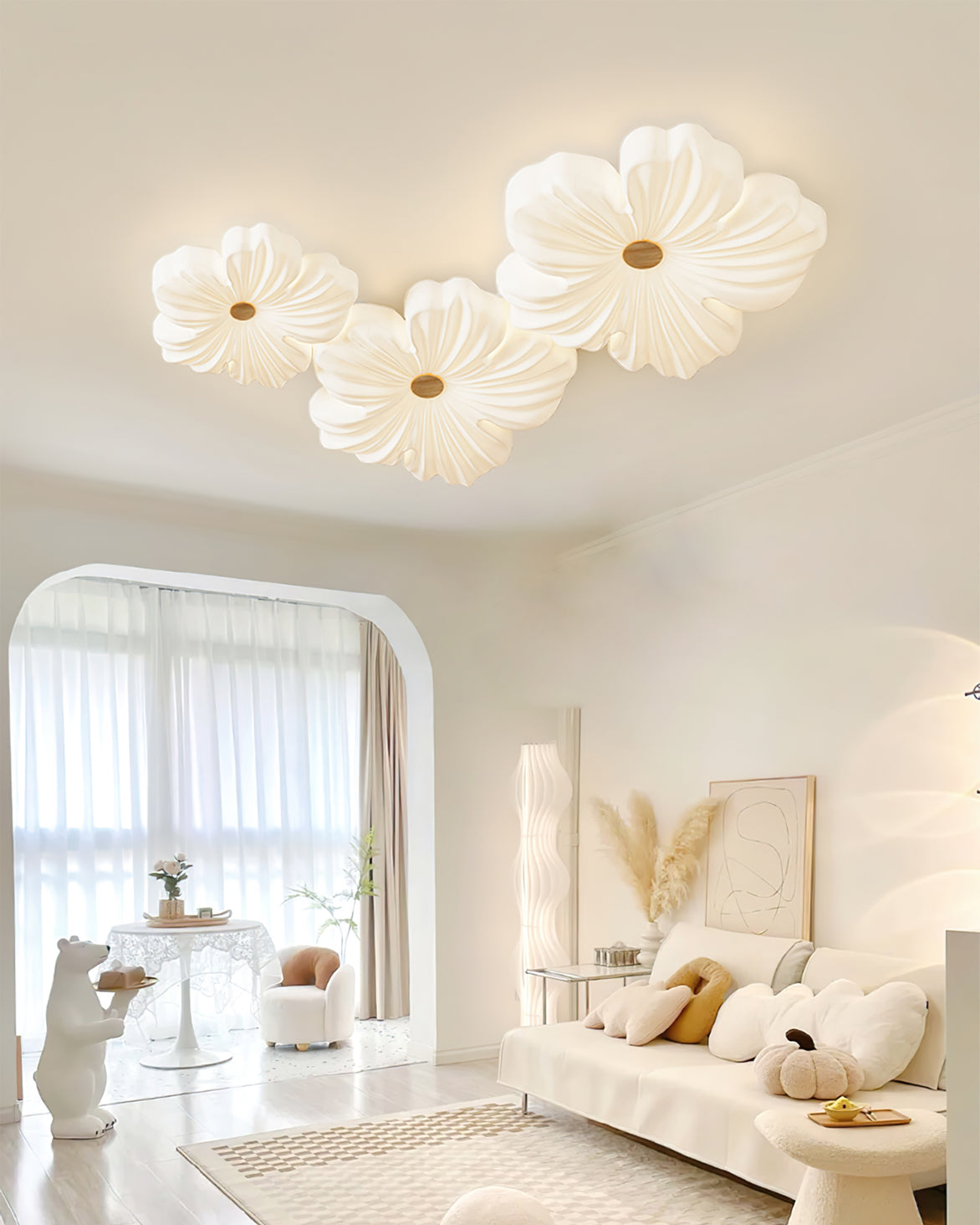 Flower Ceiling Light LED Sculpted Petal Shade Dimmable Bedroom
