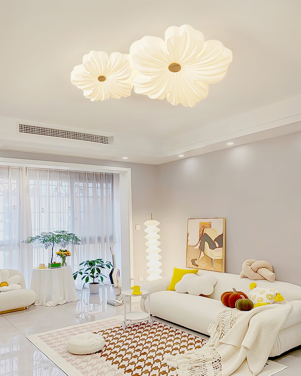 Flower Ceiling Light LED Sculpted Petal Shade Dimmable Bedroom