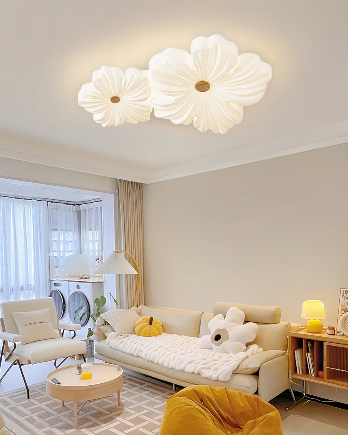 Flower Ceiling Light LED Sculpted Petal Shade Dimmable Bedroom