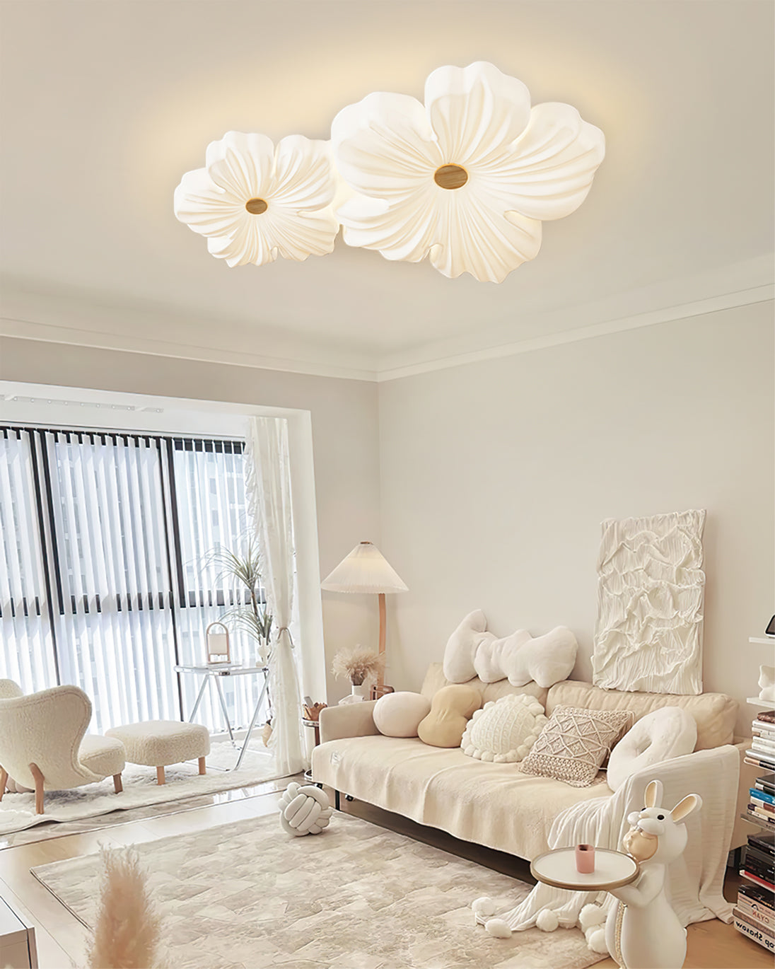 Flower Ceiling Light LED Sculpted Petal Shade Dimmable Bedroom