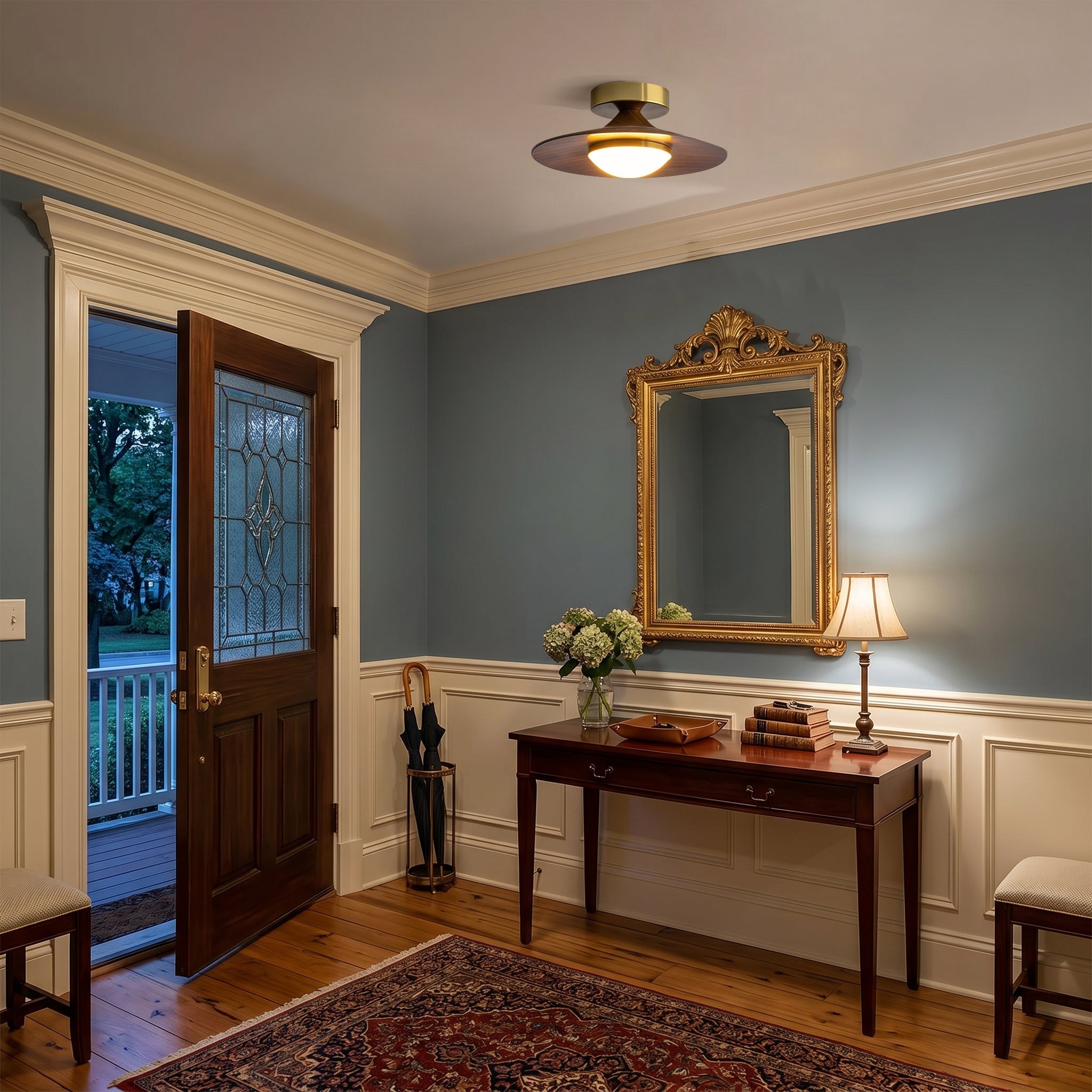 Compact Flush Mount Ceiling Light Integrated LED Dimmable for Entryway