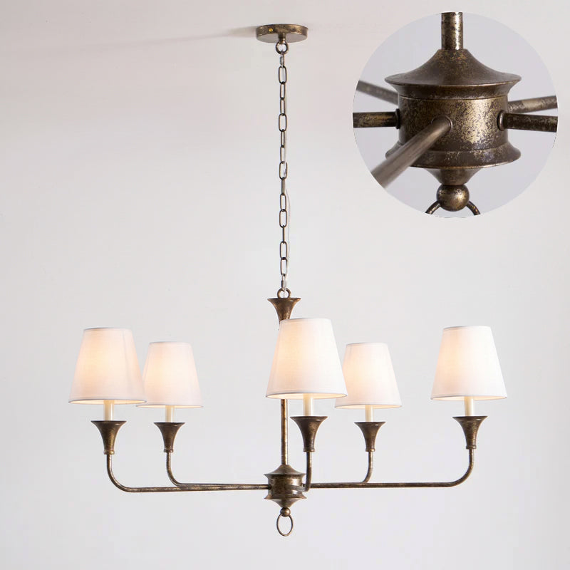 Brass Candle Chandelier Antique Hand Finished Arms for Dining Room