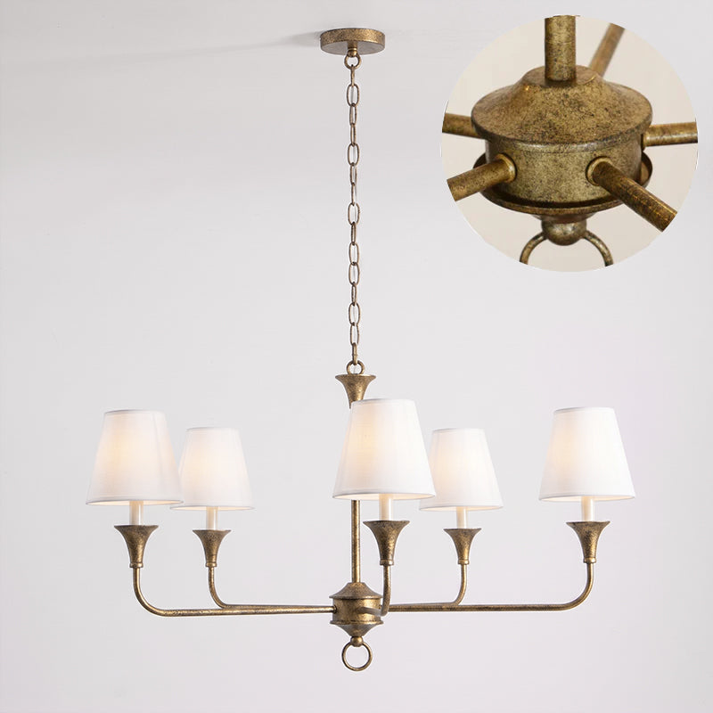 Brass Candle Chandelier Antique Hand Finished Arms for Dining Room