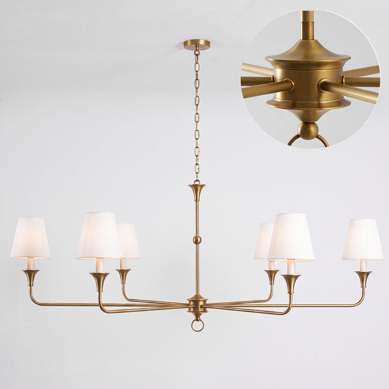 Brass Candle Chandelier Antique Hand Finished Arms for Dining Room