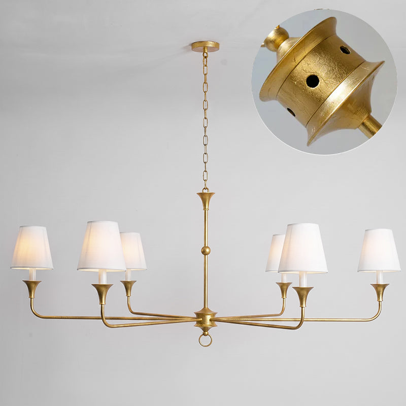 Brass Candle Chandelier Antique Hand Finished Arms for Dining Room