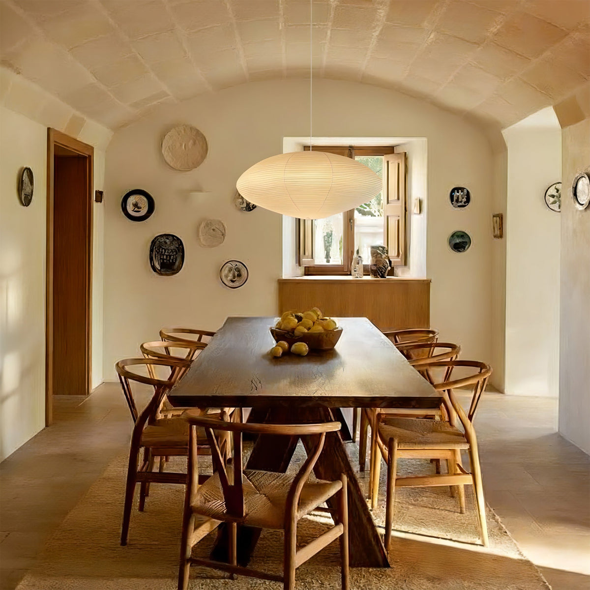 Washi Paper Pendant Light Mulberry Paper Shade for Dining Room