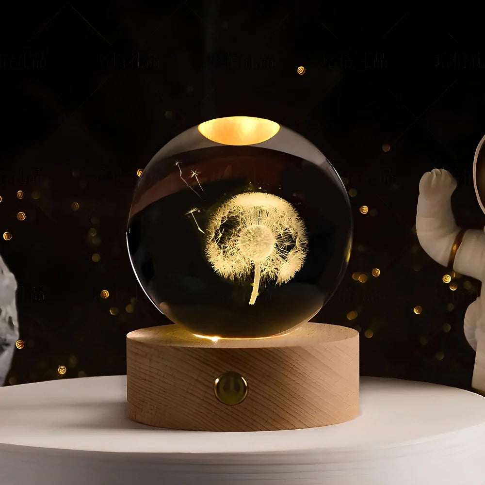 Dekorativ LED natlampe med solsystemmotiv