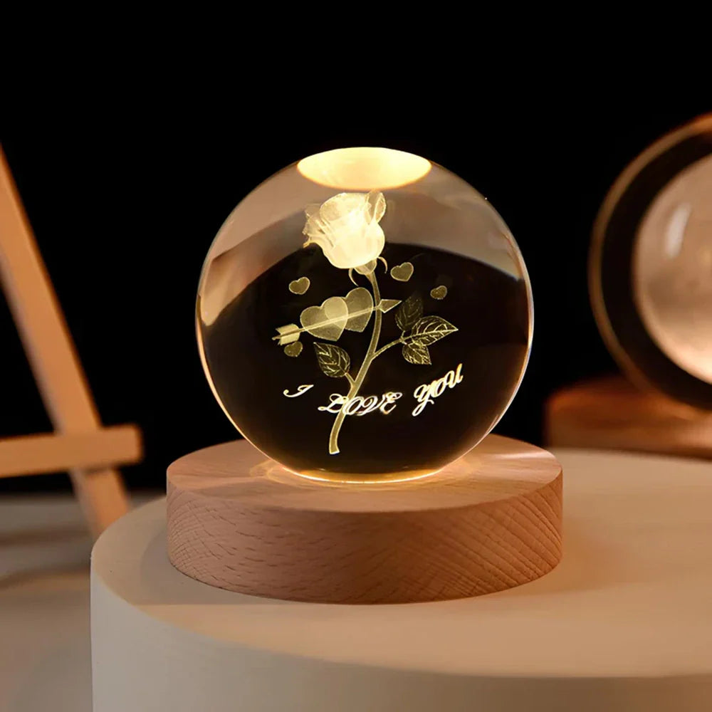 Dekorativ LED natlampe med solsystemmotiv