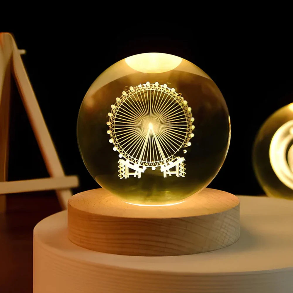 Dekorativ LED natlampe med solsystemmotiv