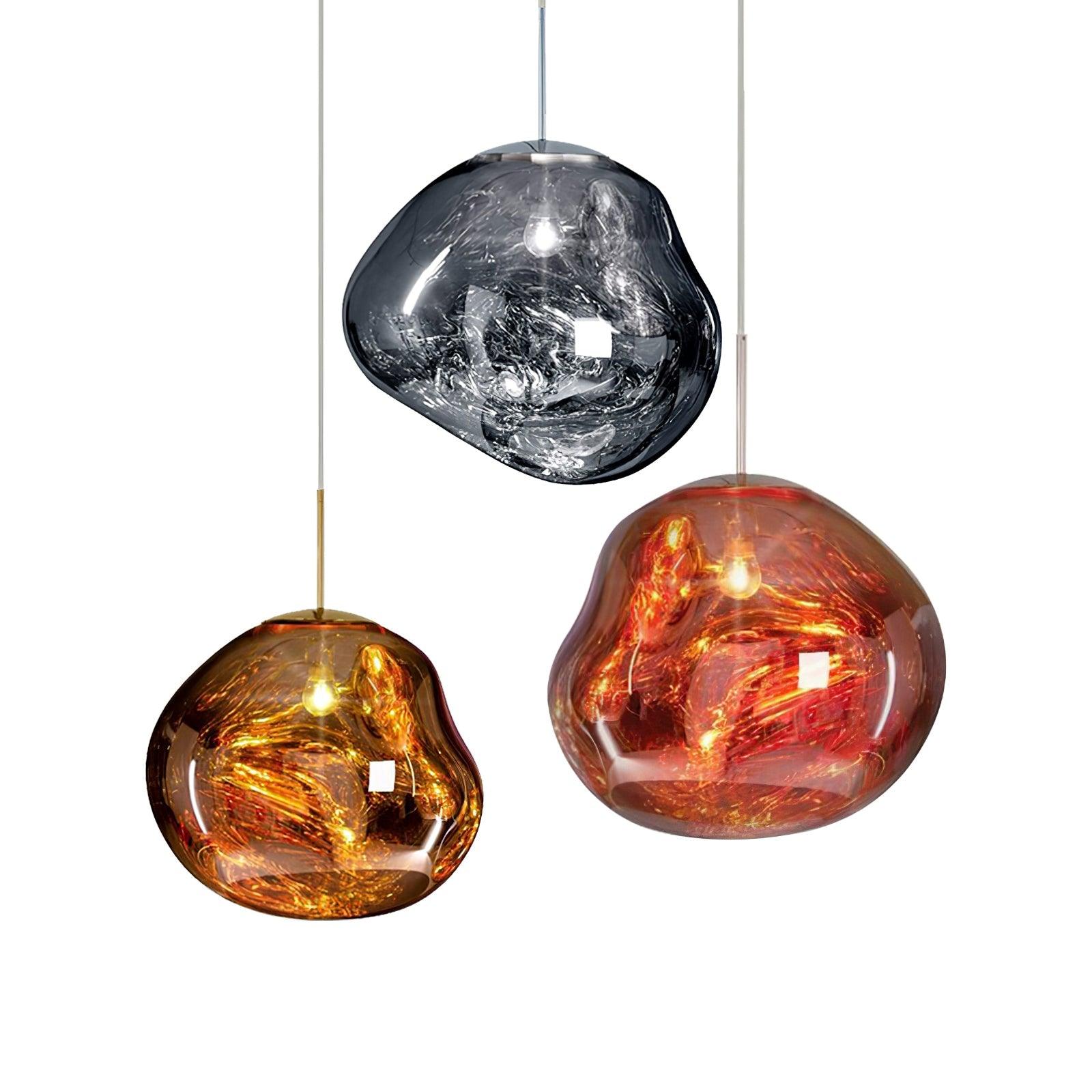Dekorativt hængelampesæt med design i smeltet glas og LED belysning