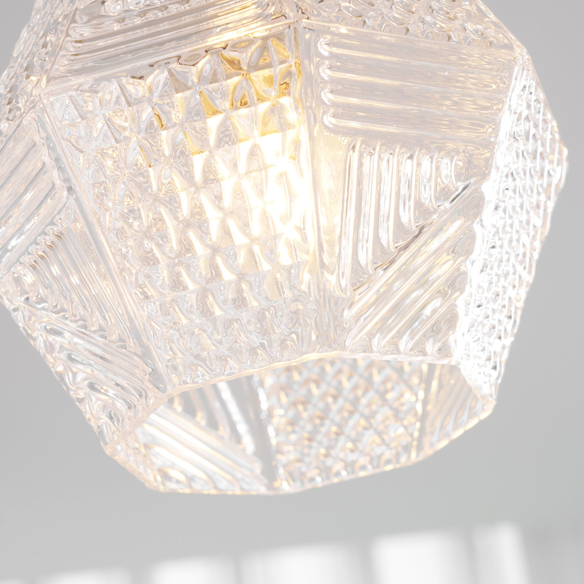 Art Deco Ceiling Light Diamond Cut Glass Brass Finish for Bedside