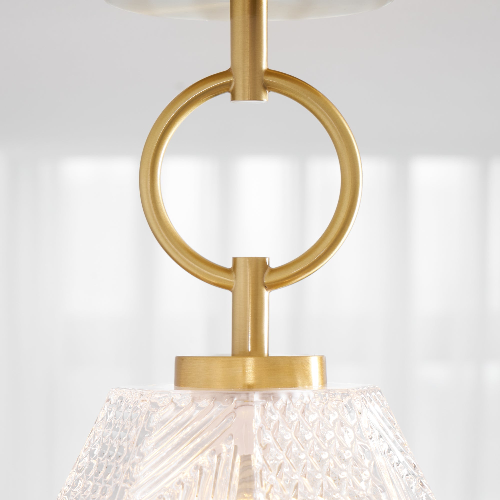 Art Deco Ceiling Light Diamond Cut Glass Brass Finish for Bedside