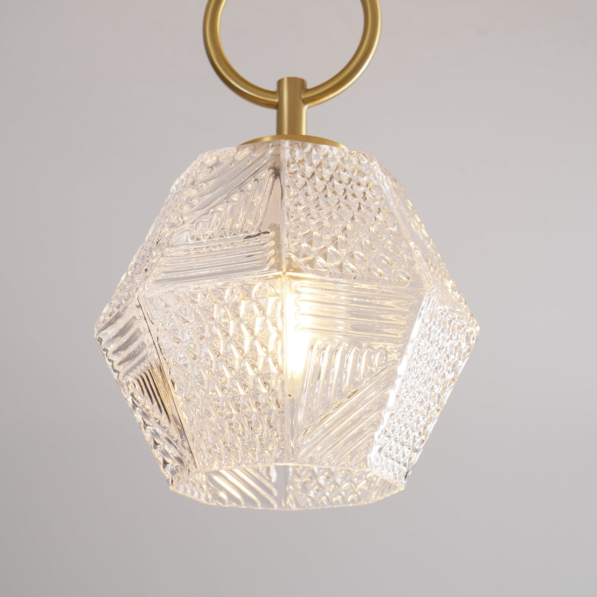 Art Deco Ceiling Light Diamond Cut Glass Brass Finish for Bedside
