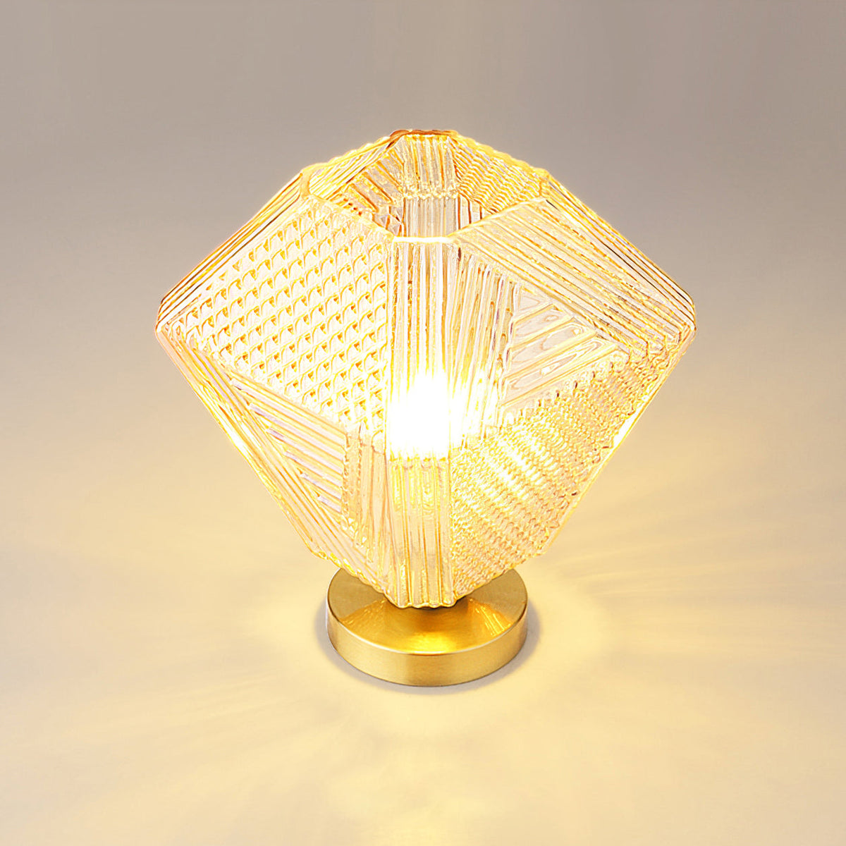 Art Deco Ceiling Light Diamond Cut Glass Brass Finish for Bedside