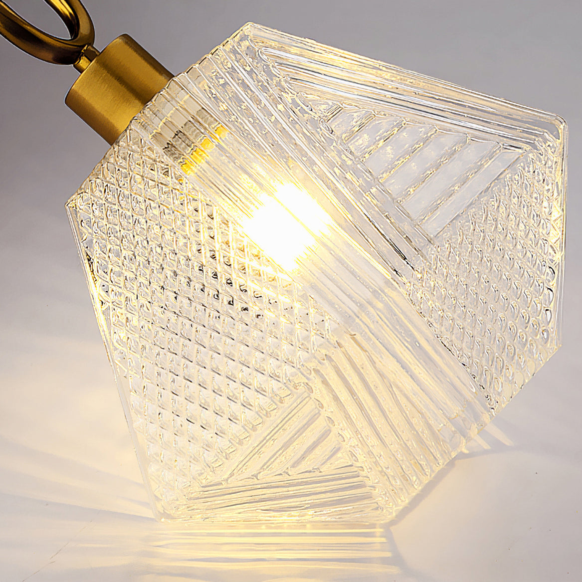 Art Deco Ceiling Light Diamond Cut Glass Brass Finish for Bedside