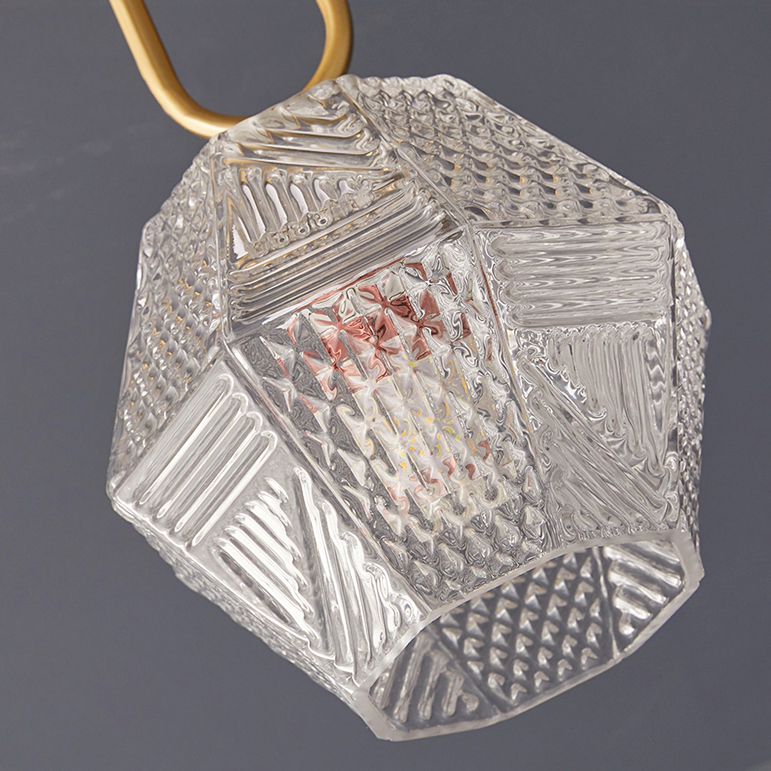 Art Deco Ceiling Light Diamond Cut Glass Brass Finish for Bedside