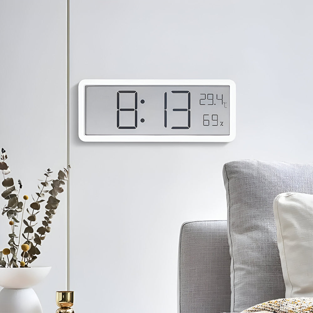 Digitalt LED Vægur med Temperatur og Luftfugtighedsmåler