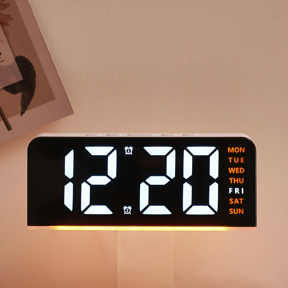 Digitalt LED bordvækkeur med stor skærm