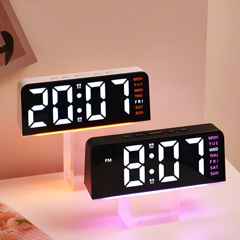 Digitalt LED bordvækkeur med stor skærm