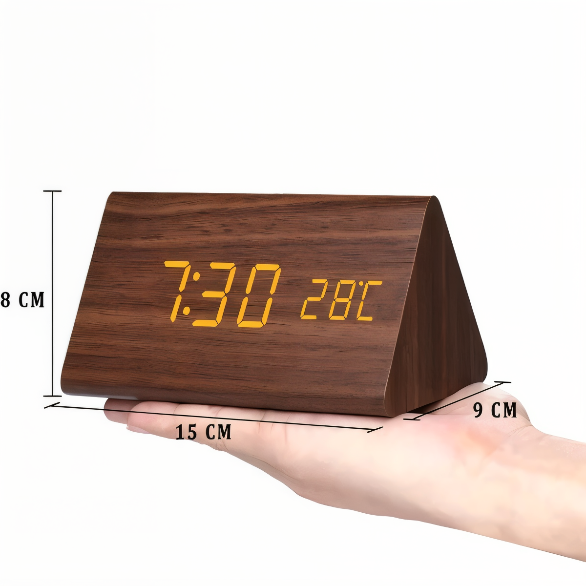 Digitalt LED vækkeur med temperaturmåler