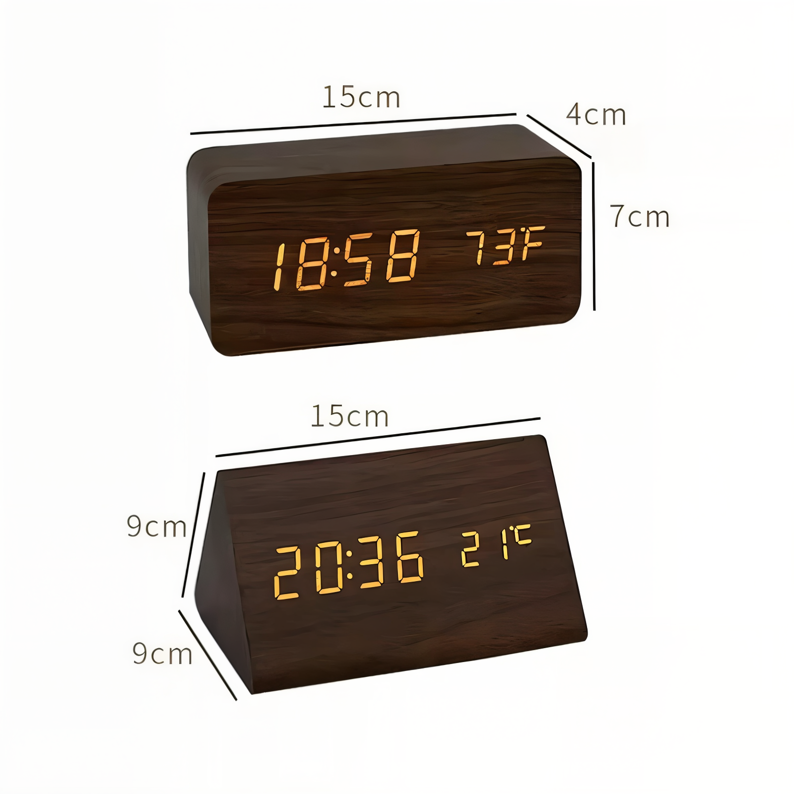 Digitalt LED vækkeur med temperaturmåler