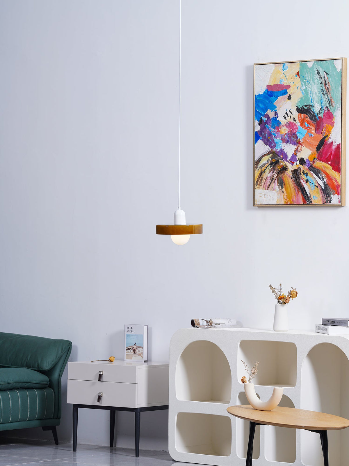 Frosted Glass Orb Pendant Light with Glass Disc Brim Bedside Reading