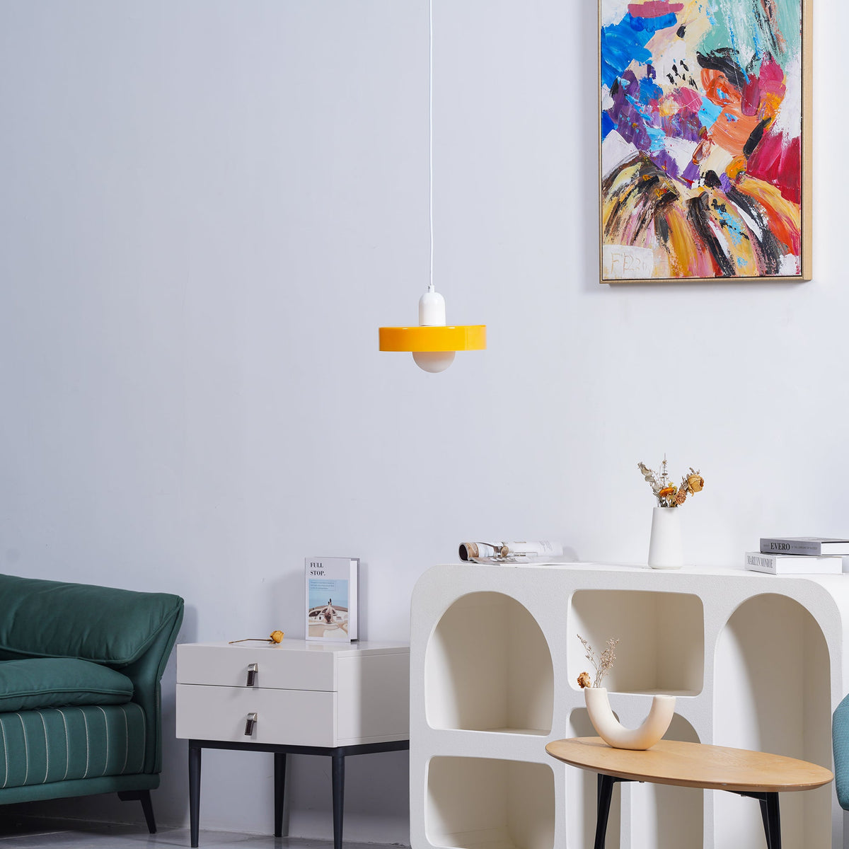 Frosted Glass Orb Pendant Light with Glass Disc Brim Bedside Reading
