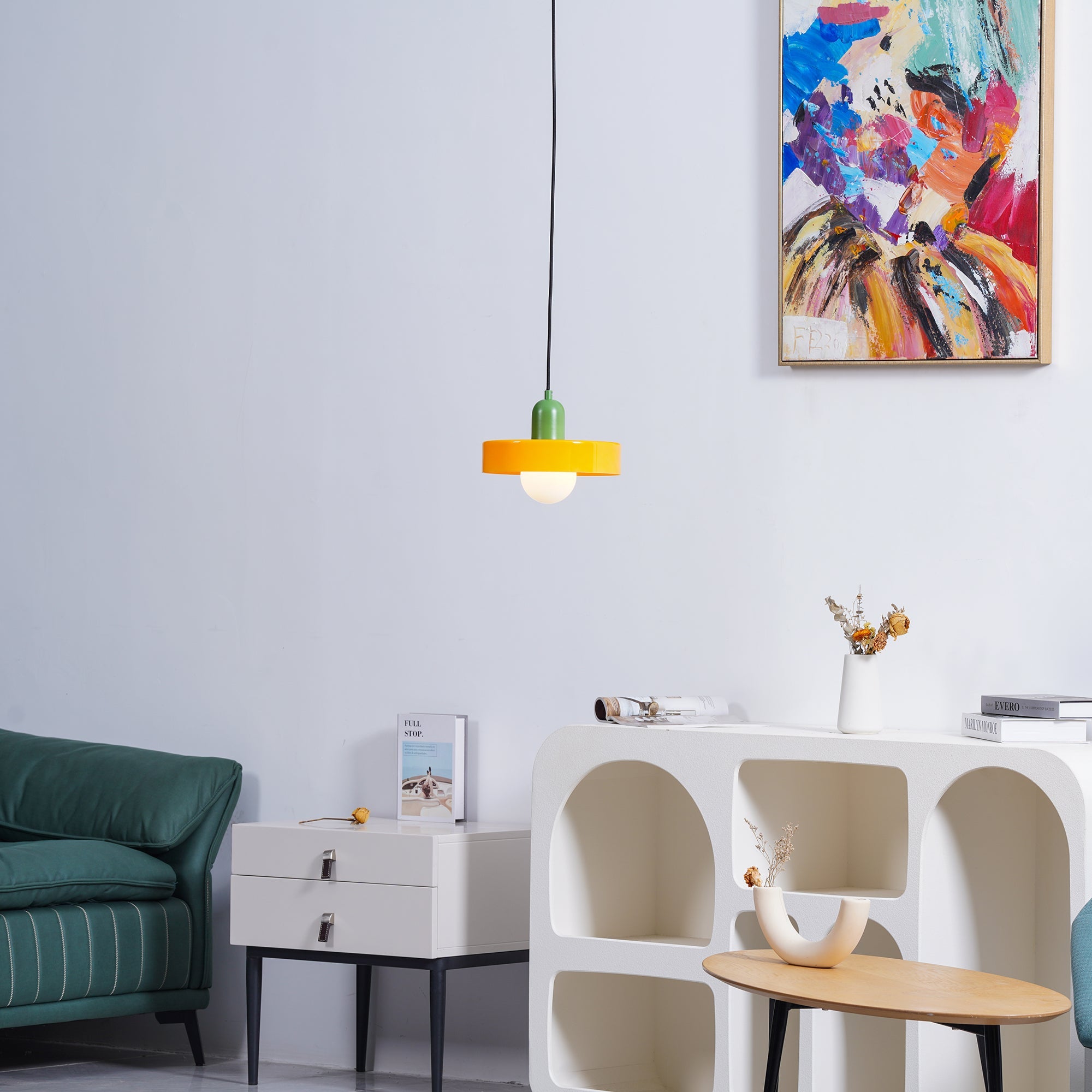 Frosted Glass Orb Pendant Light with Glass Disc Brim Bedside Reading