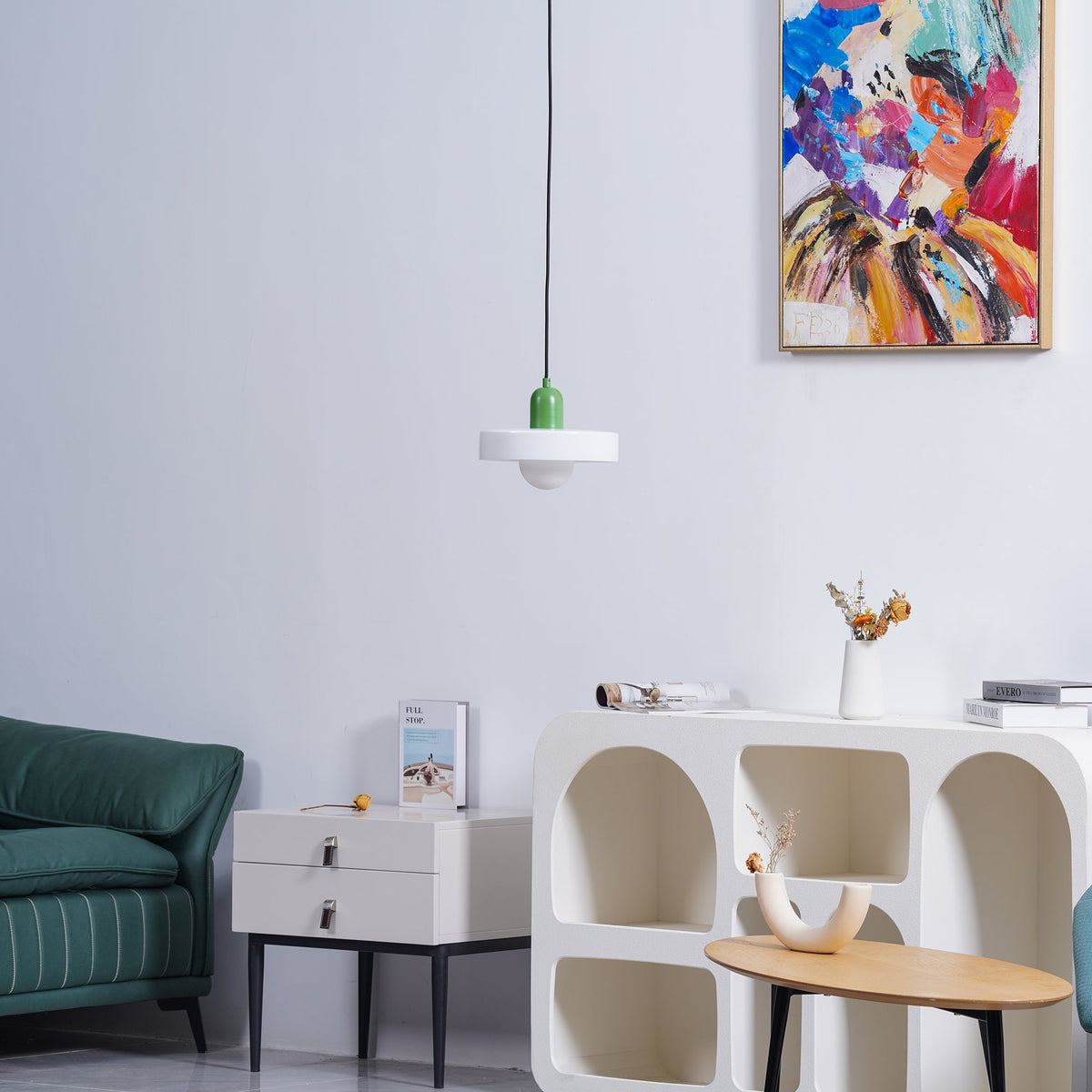 Frosted Glass Orb Pendant Light with Glass Disc Brim Bedside Reading