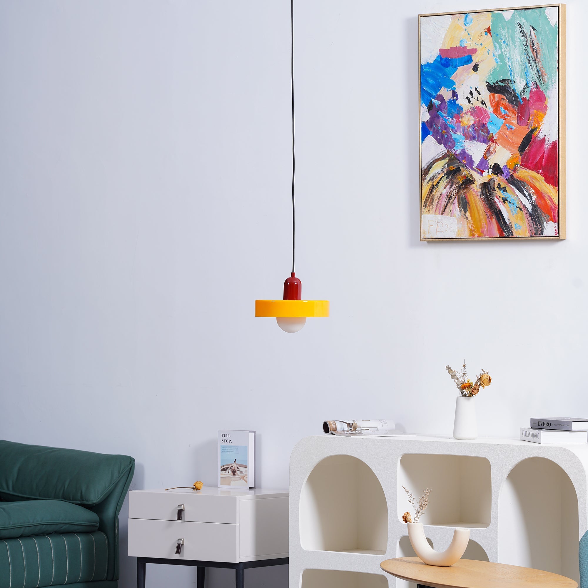 Frosted Glass Orb Pendant Light with Glass Disc Brim Bedside Reading