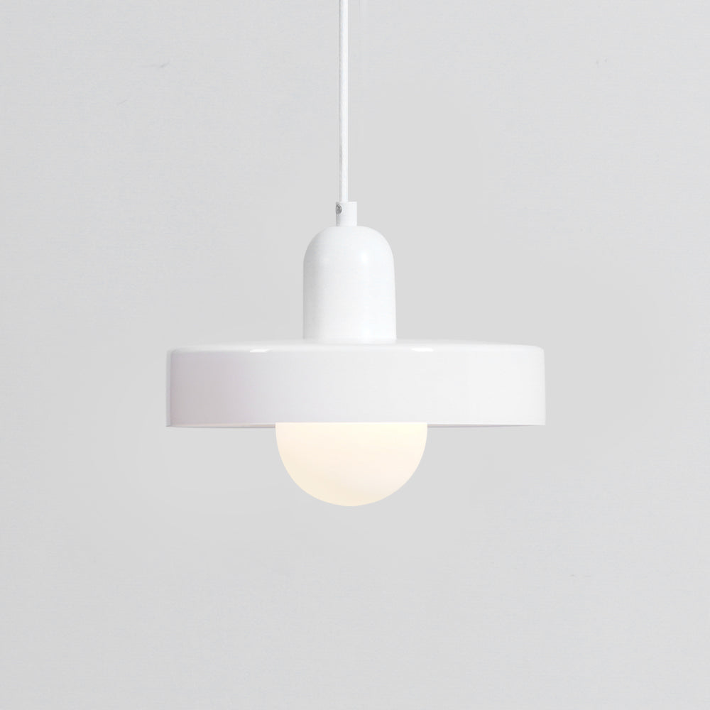 Frosted Glass Orb Pendant Light with Glass Disc Brim Bedside Reading