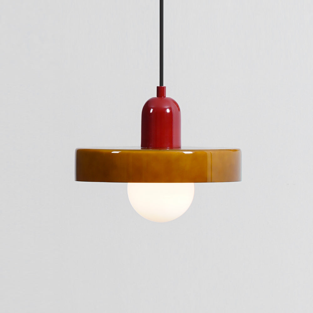 Frosted Glass Orb Pendant Light with Glass Disc Brim Bedside Reading