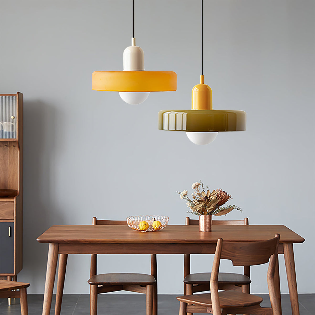 Frosted Glass Orb Pendant Light with Glass Disc Brim Bedside Reading