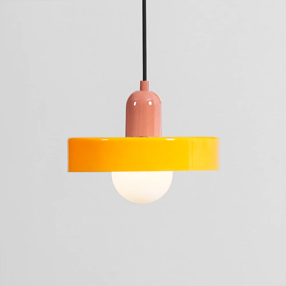 Frosted Glass Orb Pendant Light with Glass Disc Brim Bedside Reading