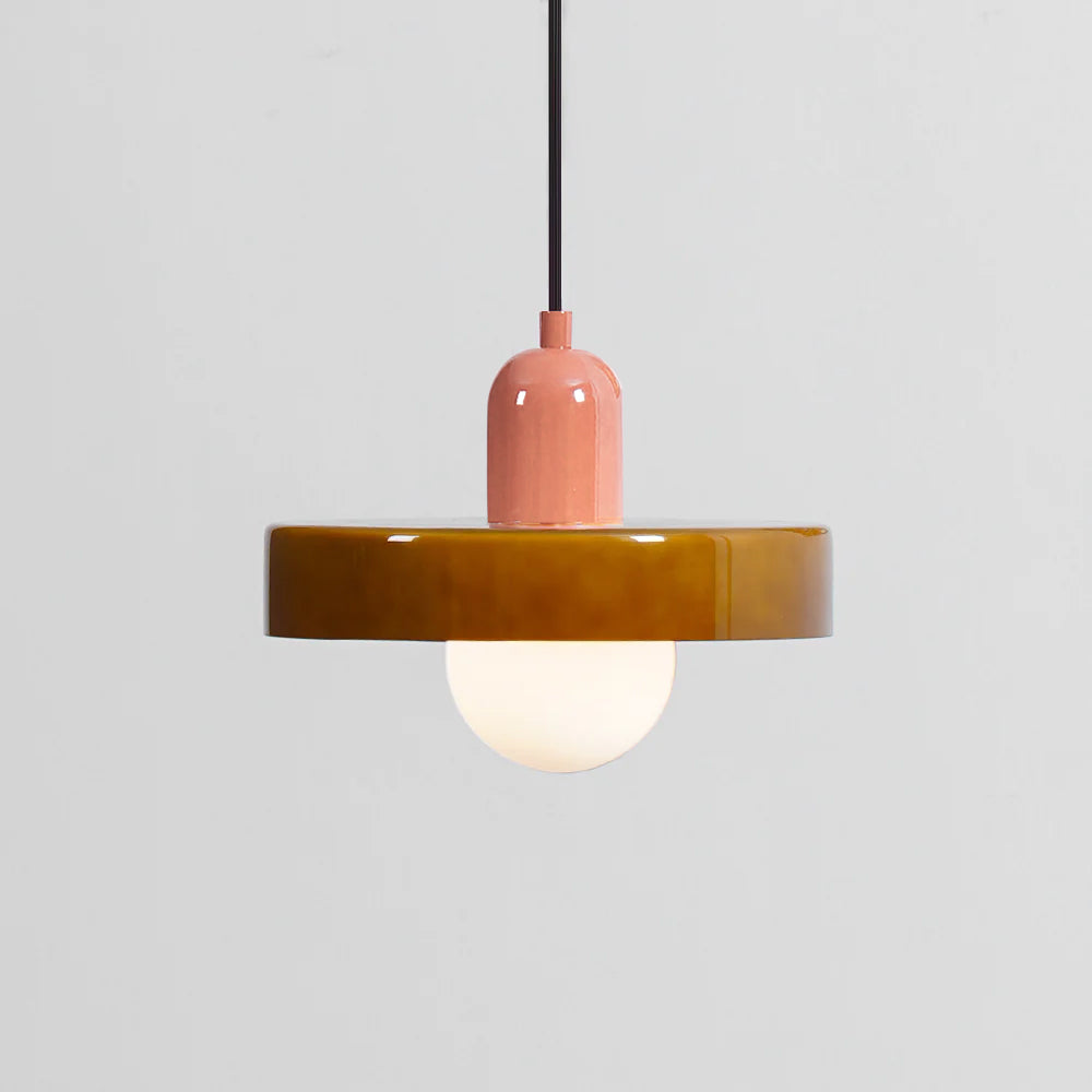 Frosted Glass Orb Pendant Light with Glass Disc Brim Bedside Reading