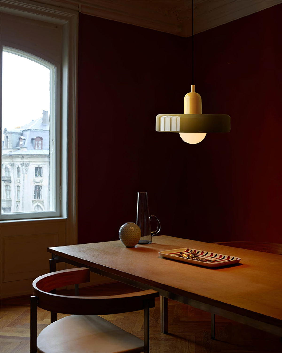 Frosted Glass Orb Pendant Light with Glass Disc Brim Bedside Reading