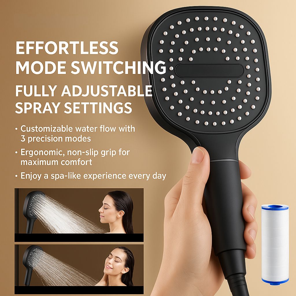 High Pressure Shower Head Filtered Handheld with Turbo Boost for Low Pressure