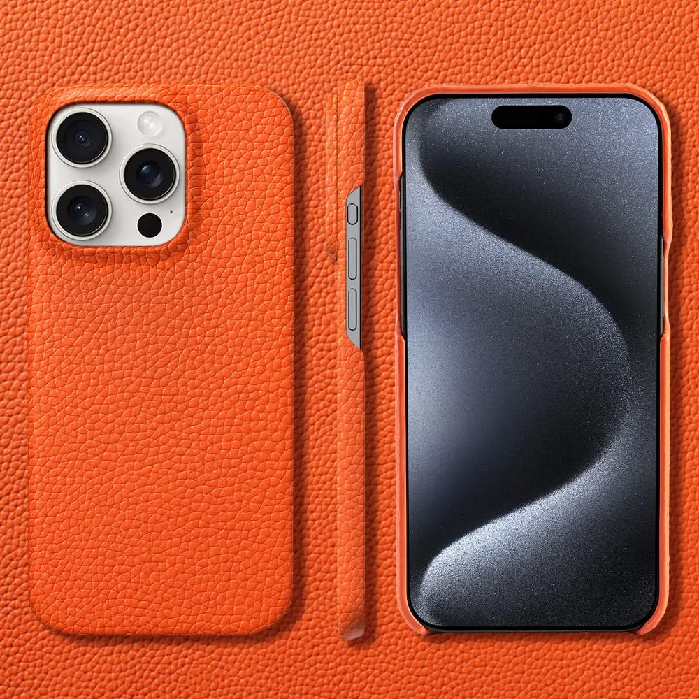 iPhone Leather Case MagSafe Compatible Slim Raised Camera Edge