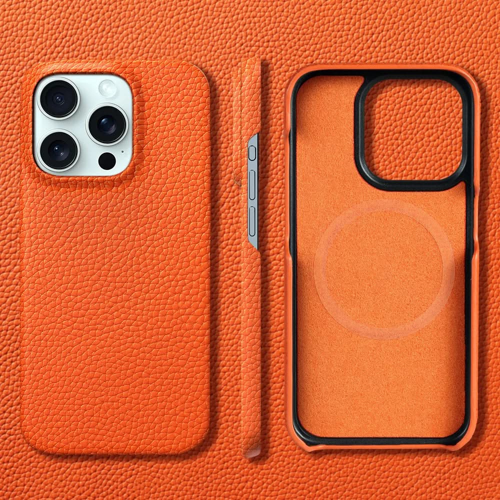 iPhone Leather Case MagSafe Compatible Slim Raised Camera Edge