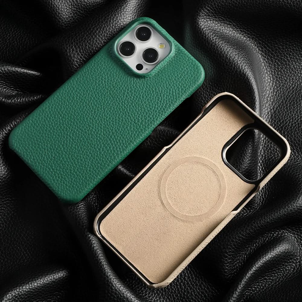 iPhone Leather Case MagSafe Compatible Slim Raised Camera Edge