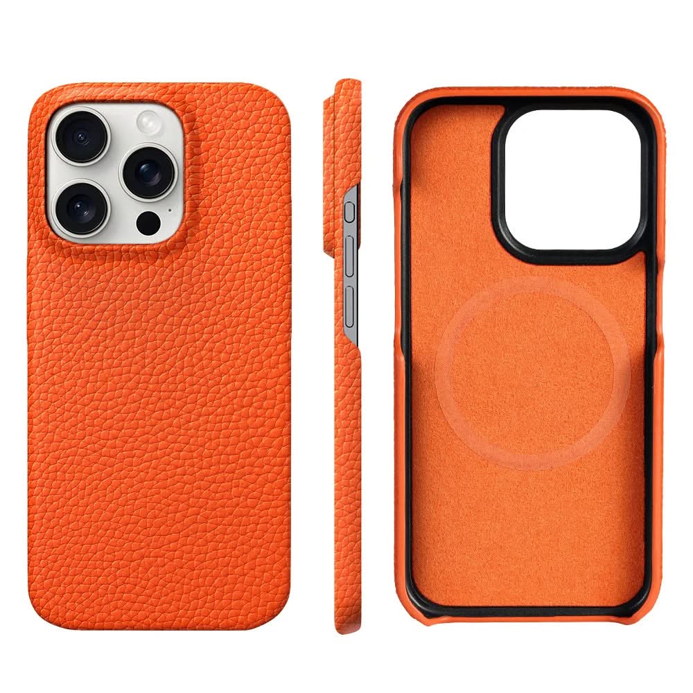 iPhone Leather Case MagSafe Compatible Slim Raised Camera Edge