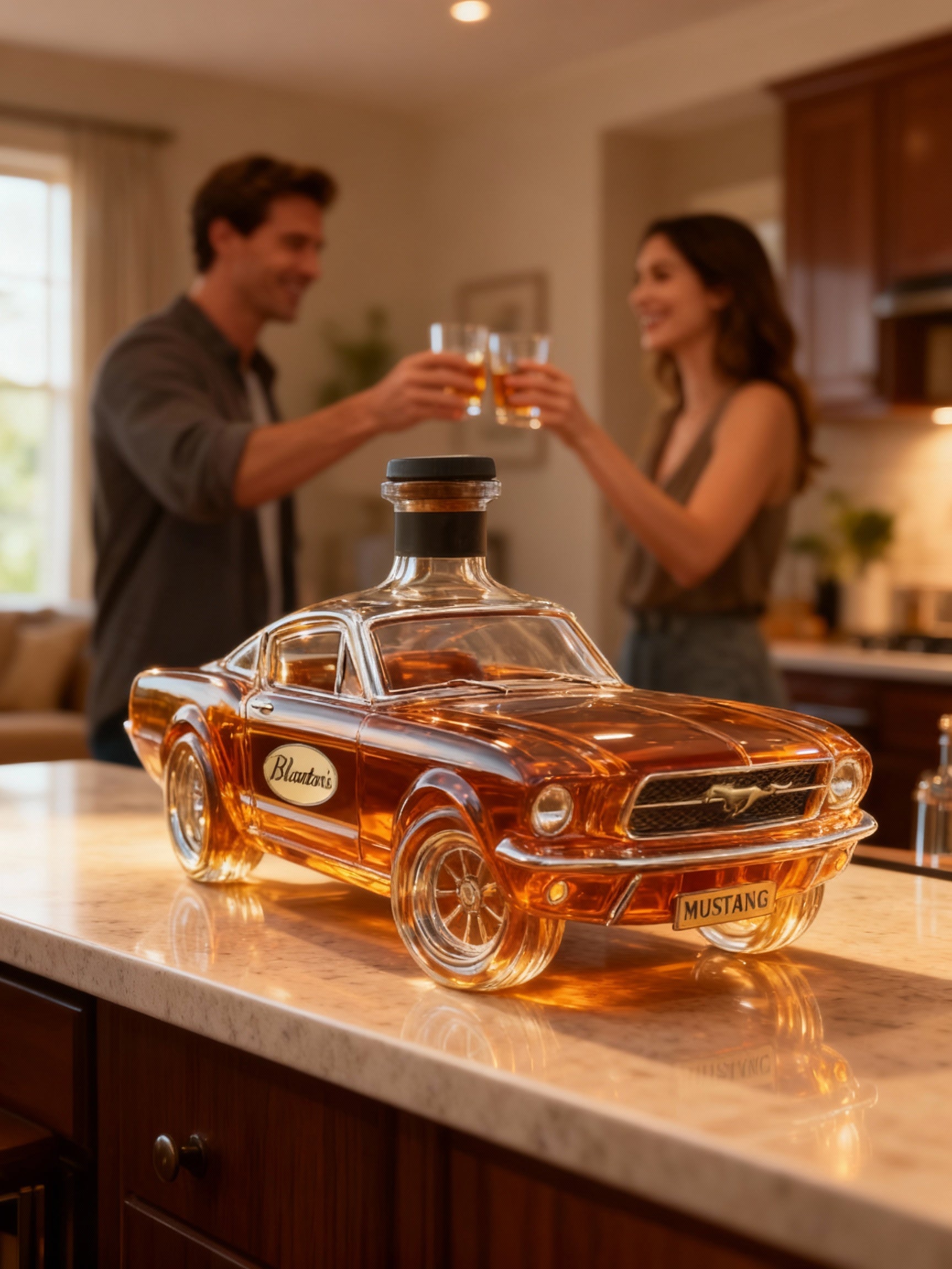 Whiskey Decanter Car Shaped Glass Spirit Bottle for Home Bar and Bar Cart