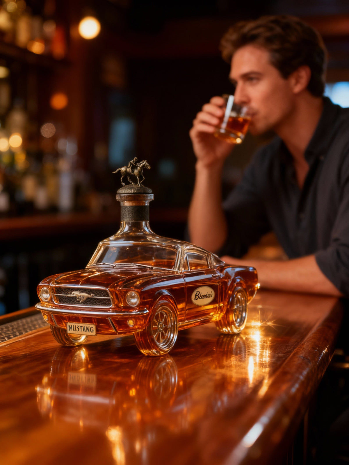 Whiskey Decanter Car Shaped Glass Spirit Bottle for Home Bar and Bar Cart