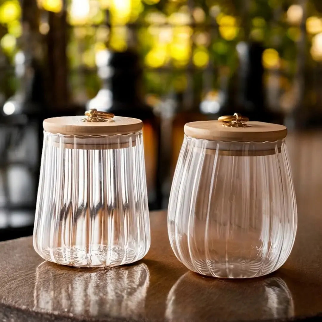 Glass Tea Storage Jar with Sealed Wooden Lid