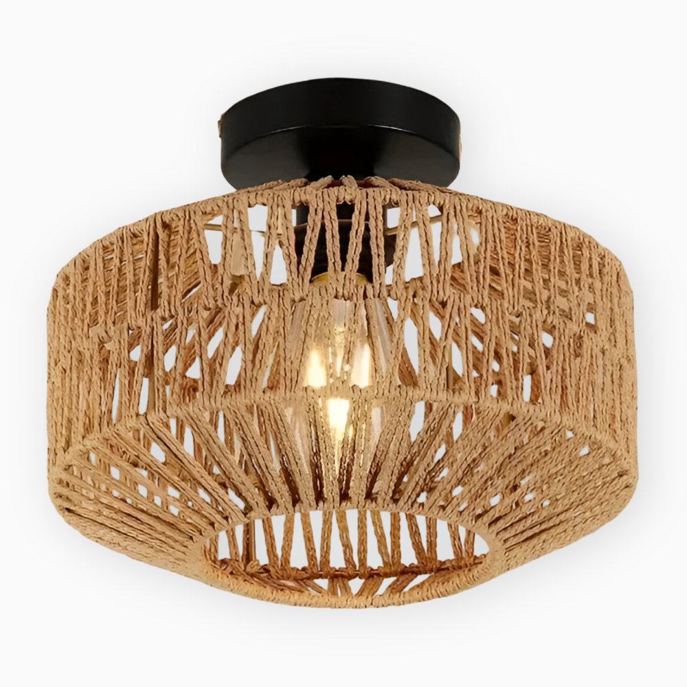 Flettet loftslampe Boho loftslampe i naturfiber